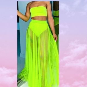 Neon Green 2 Piece Swim Outfit NWOT